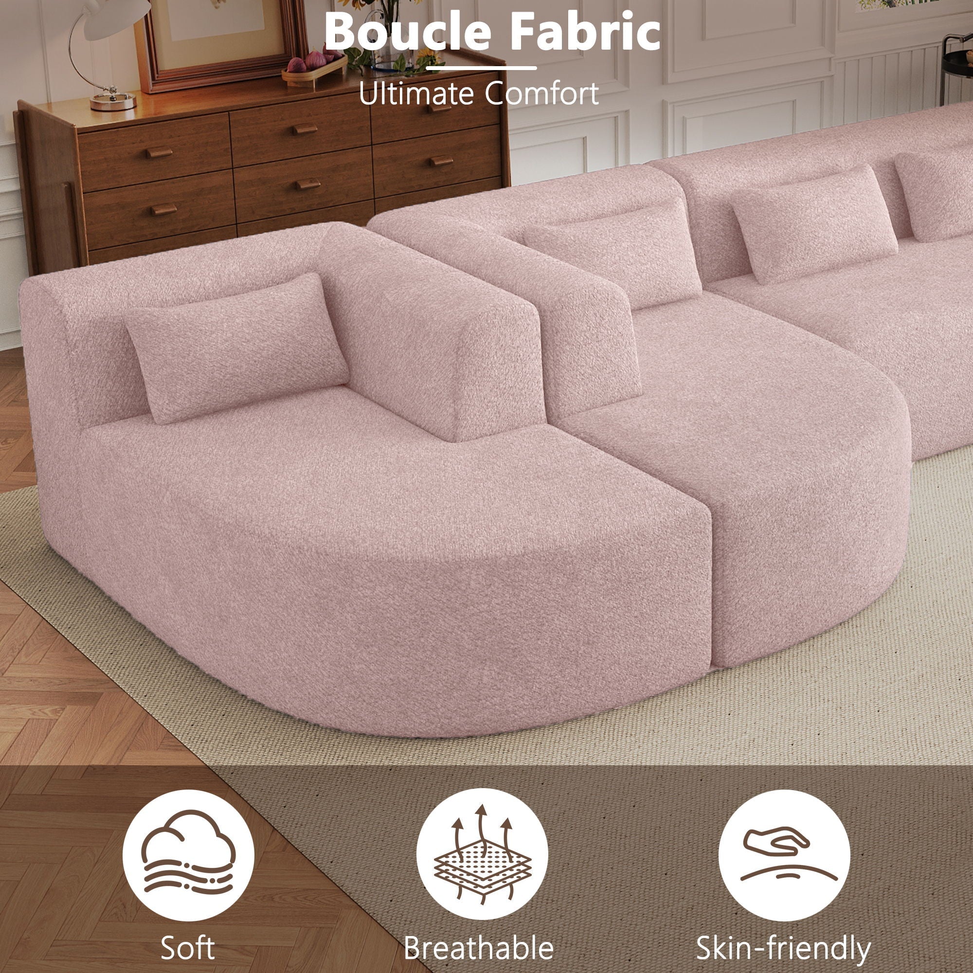 Upholstered Sofa With 2 Chaise Lounge