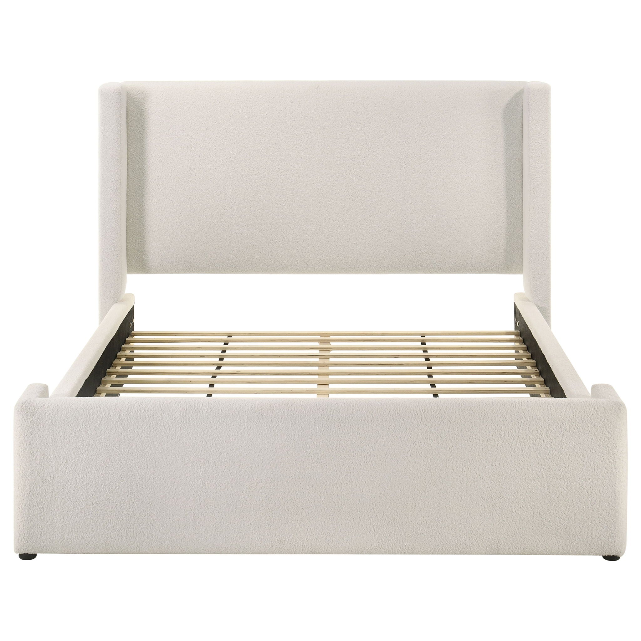 Boucle Upholstered Queen Wingback Bed Frame