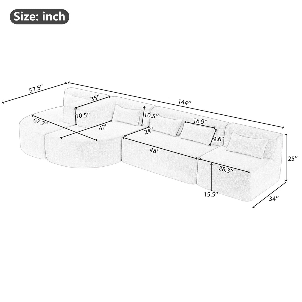 Upholstered Sofa With 2 Chaise Lounge