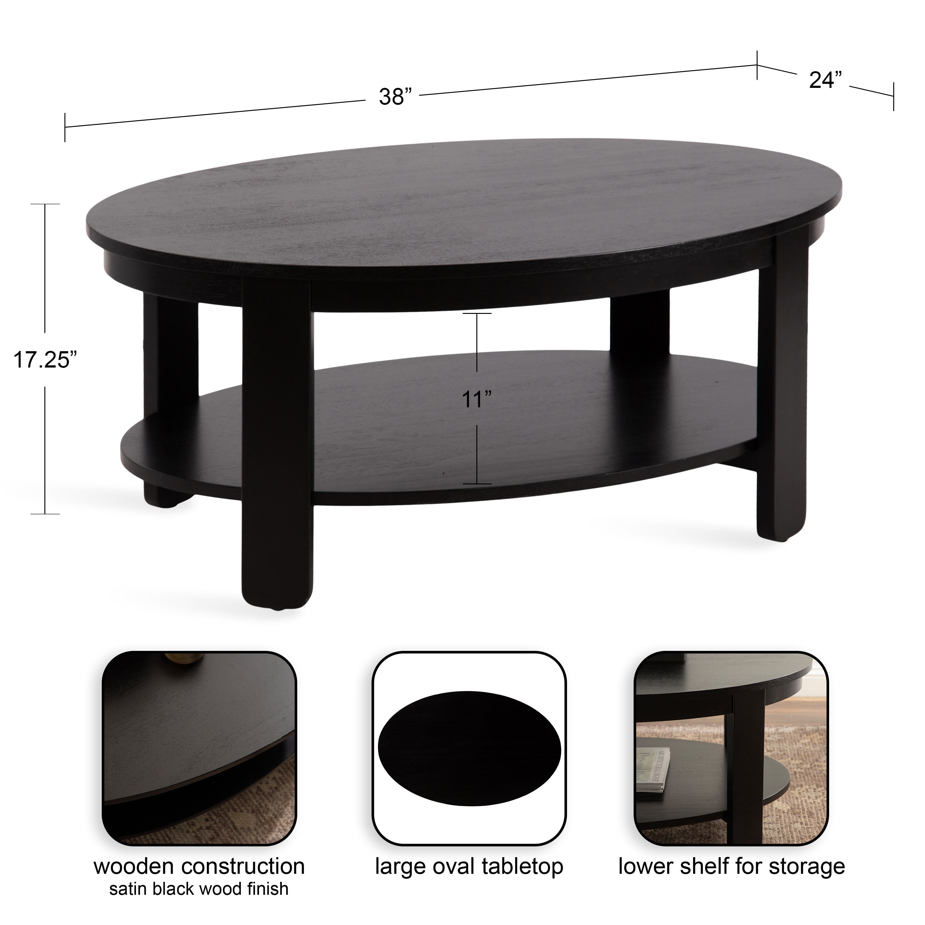 Oval Wood Coffee Table