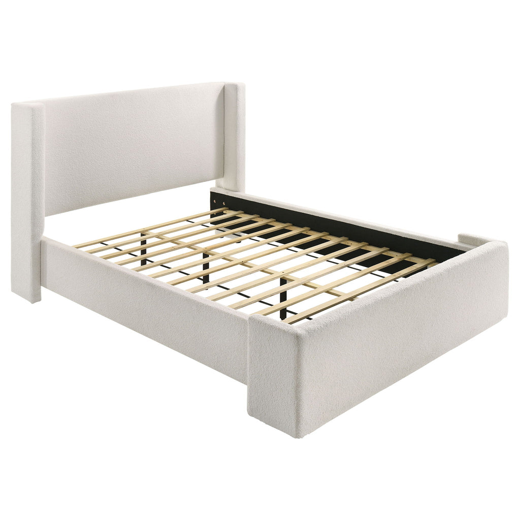 Boucle Upholstered Queen Wingback Bed Frame