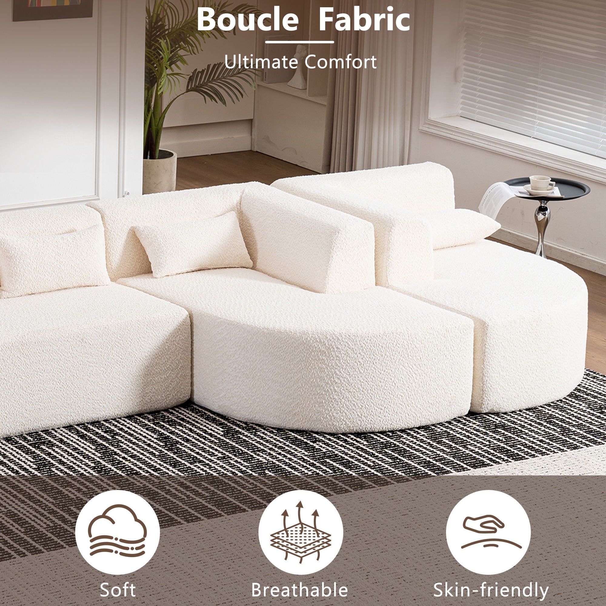 Upholstered Sofa With 2 Chaise Lounge