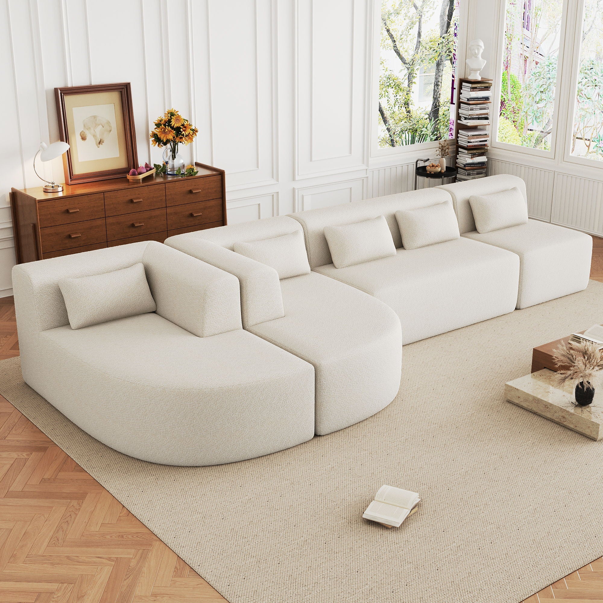 Upholstered Sofa With 2 Chaise Lounge