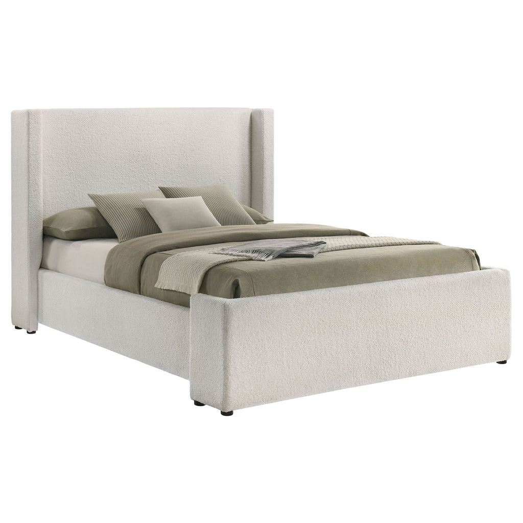 Boucle Upholstered Queen Wingback Bed Frame