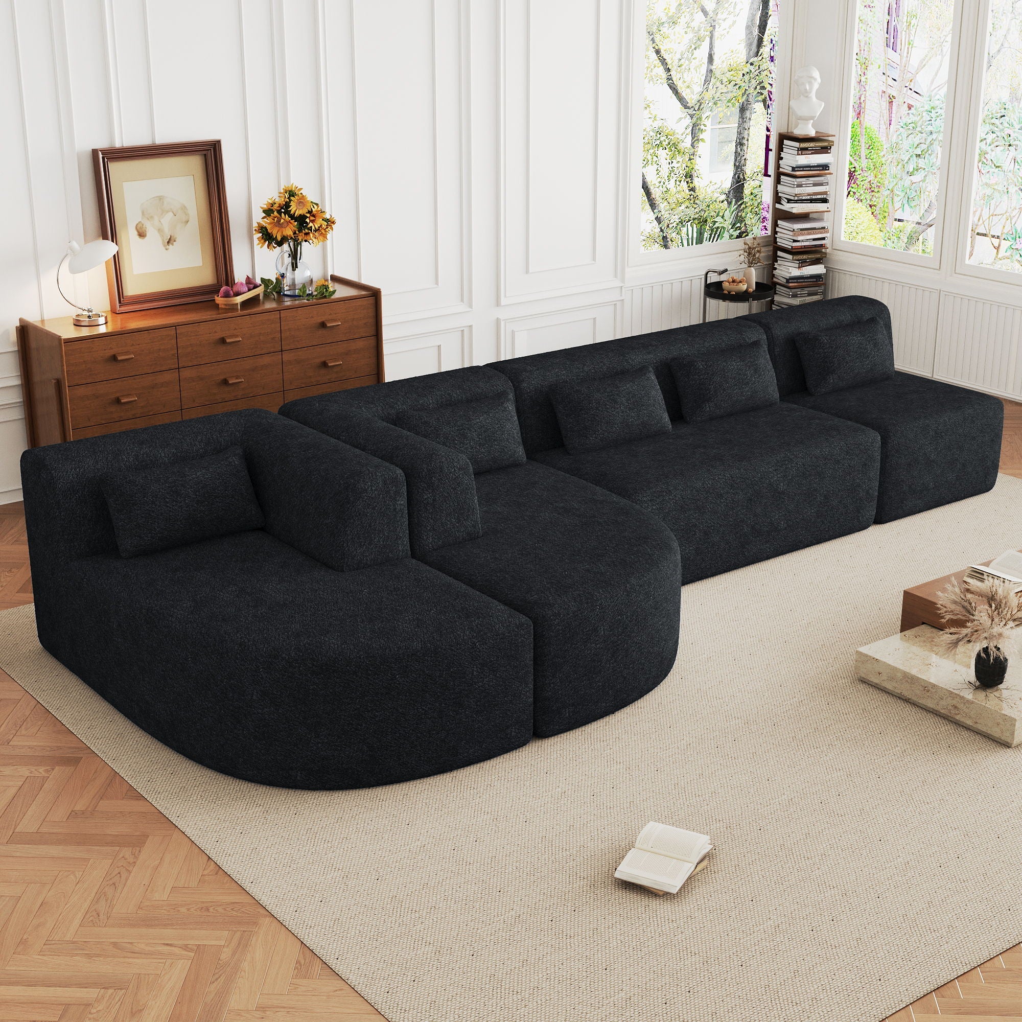 Upholstered Sofa With 2 Chaise Lounge