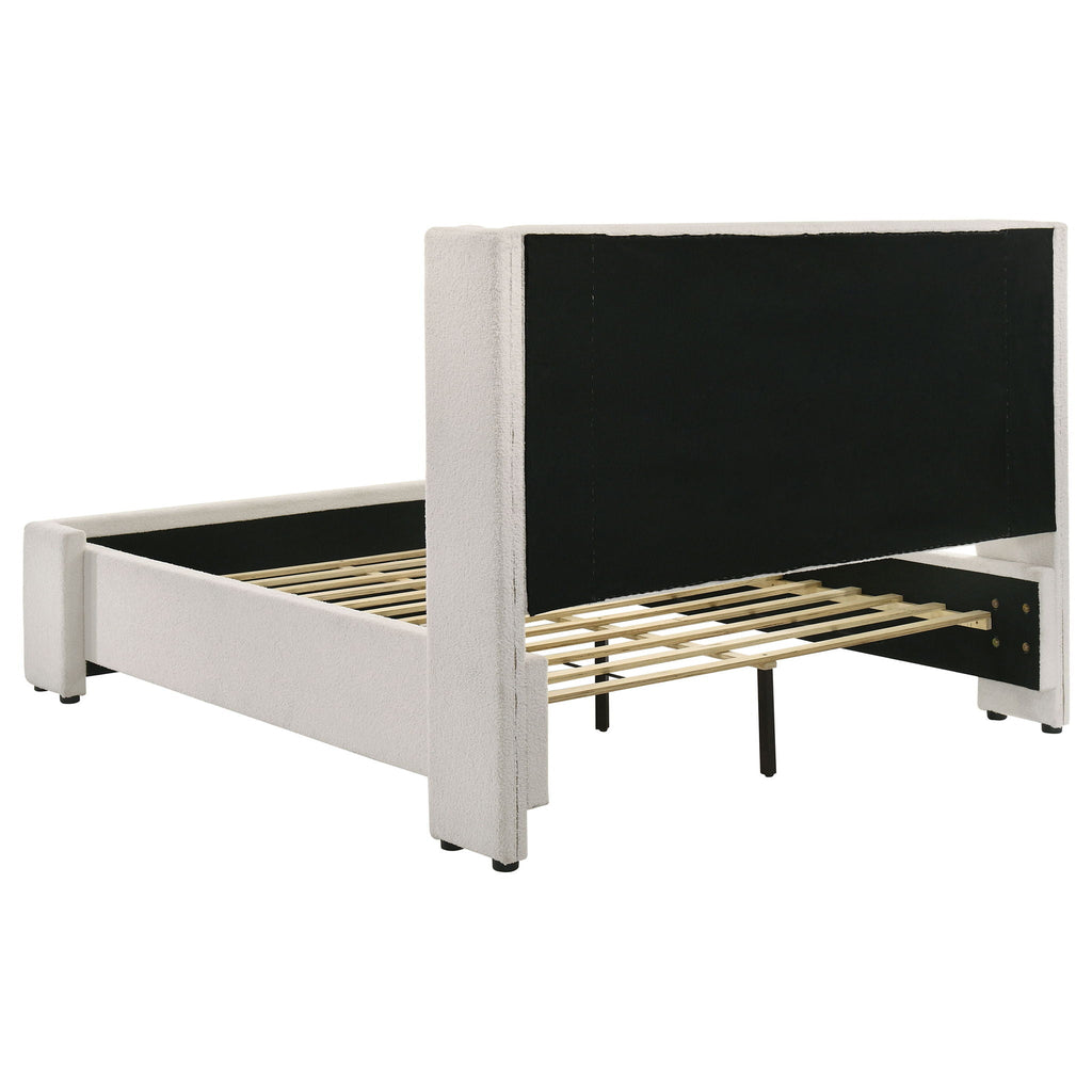 Boucle Upholstered Queen Wingback Bed Frame