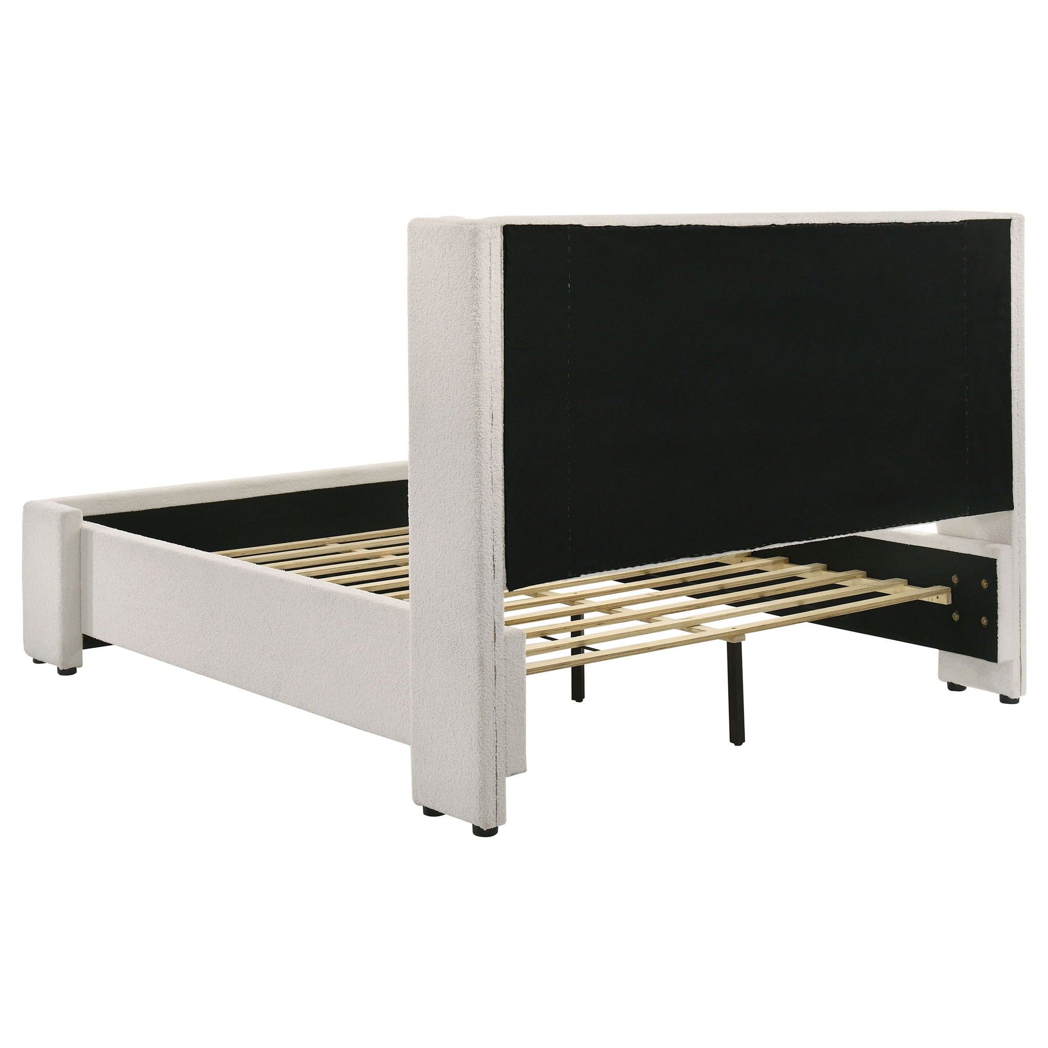 Boucle Upholstered Queen Wingback Bed Frame