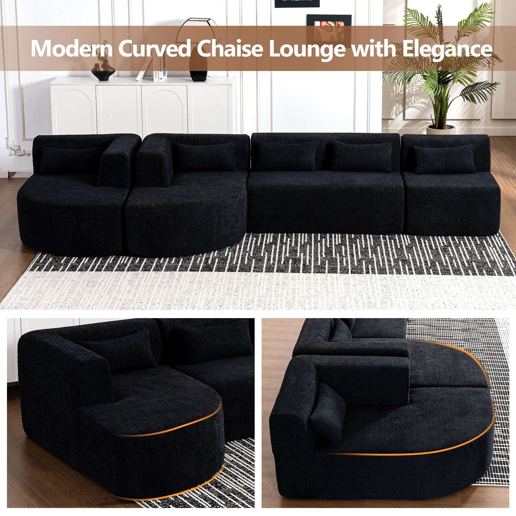 Upholstered Sofa With 2 Chaise Lounge