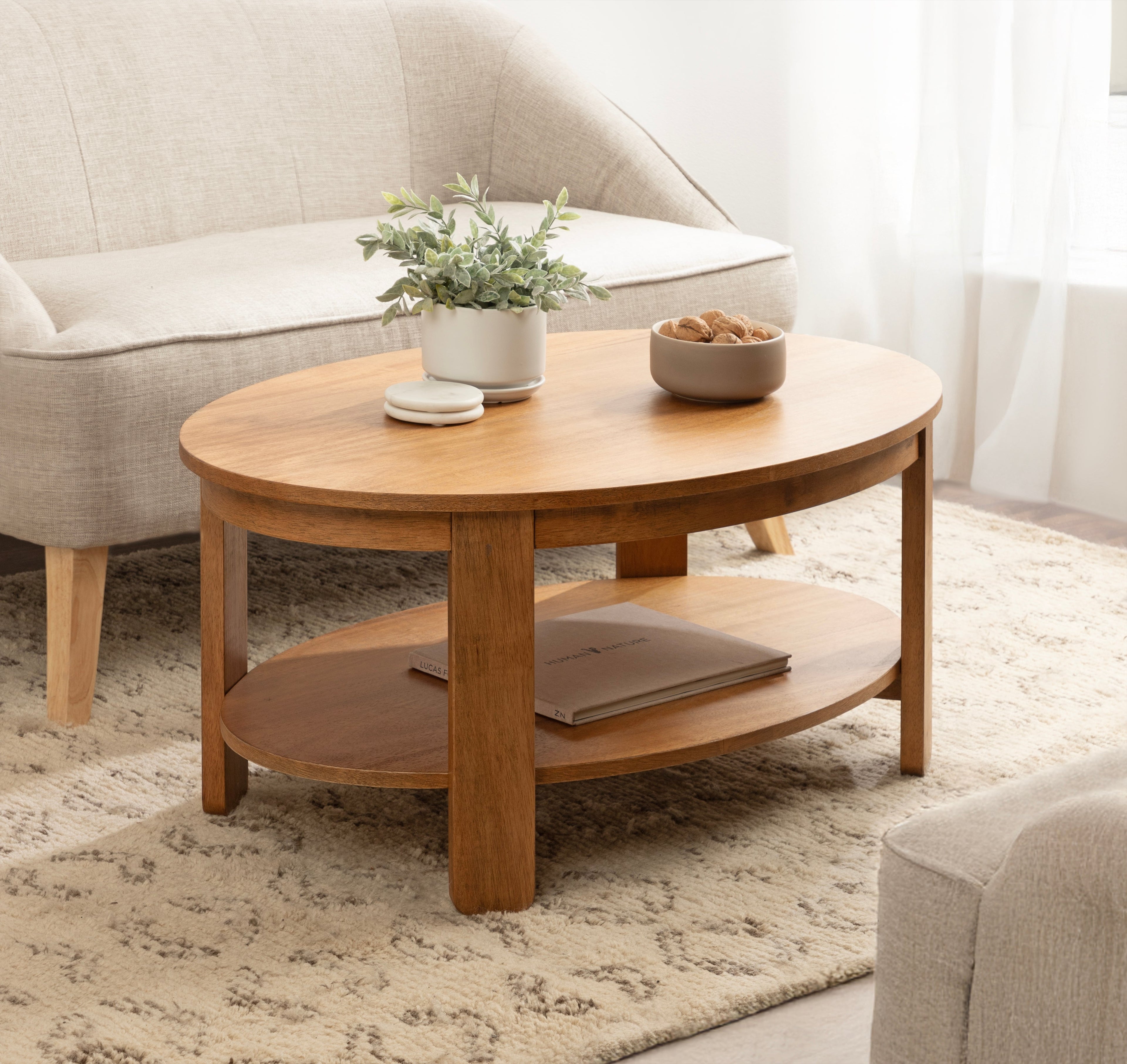 Oval Wood Coffee Table