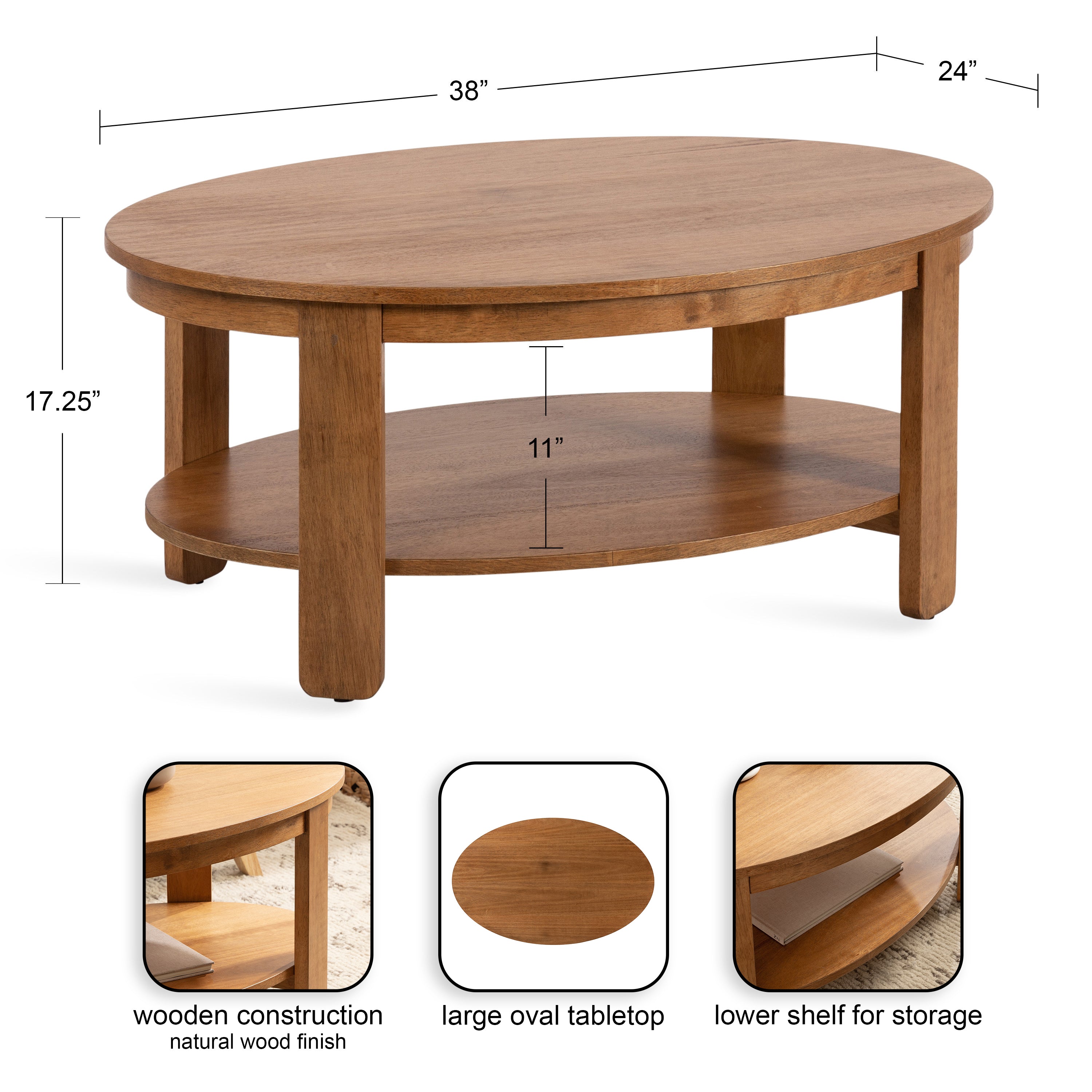 Oval Wood Coffee Table